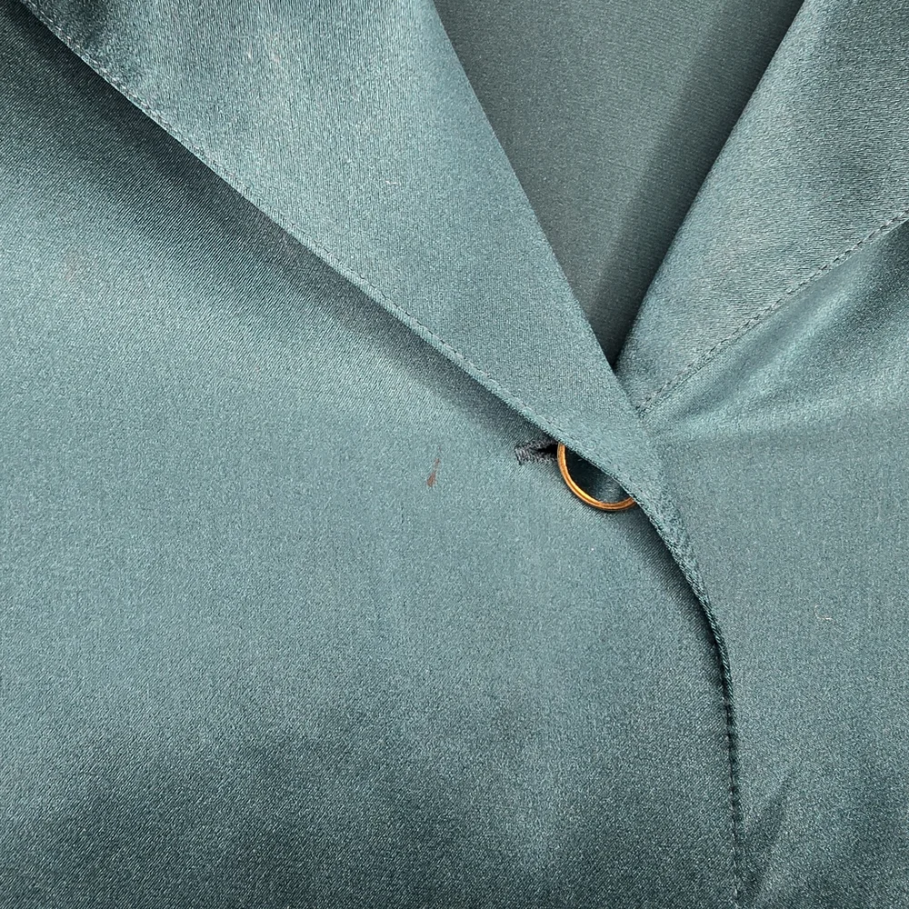 Victoria's Secret Teal 100% Silk Blouse Vintage - Picture 4 of 5